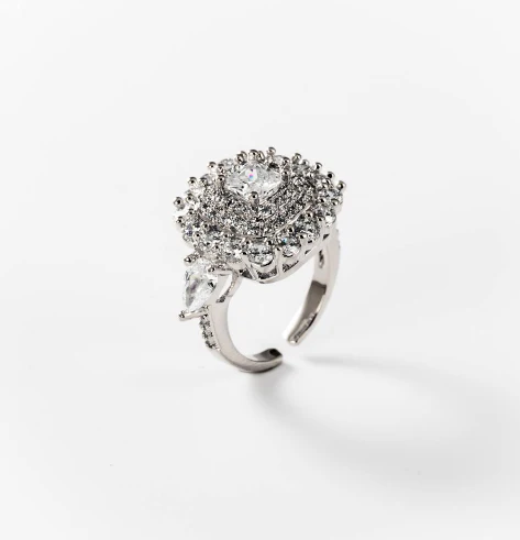 Bague carré de lumière en métal rhodié CHOGAN - Image 2