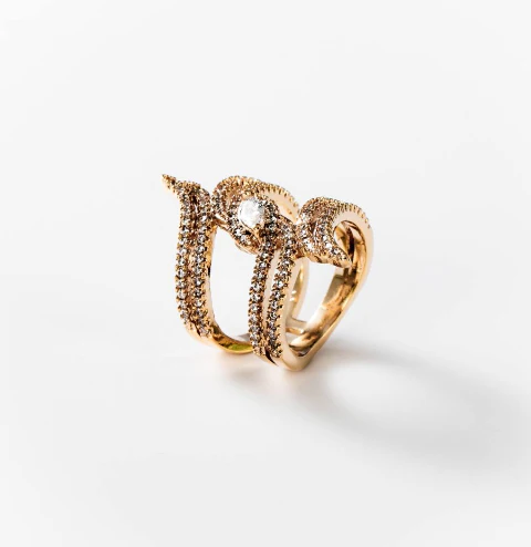 Bague flammes croisées plaquée or 24 carats CHOGAN - Image 2
