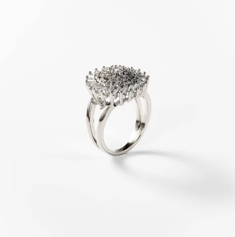 Bague tourbillon brillante en métal rhodié CHOGAN - Image 2